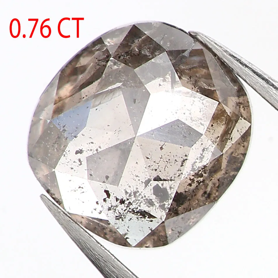 0.76 CT Natural Loose Cushion Shape Diamond Salt And Pepper Cushion Shape Diamond 5.65 MM Black Grey Color Cushion Rose Cut Diam