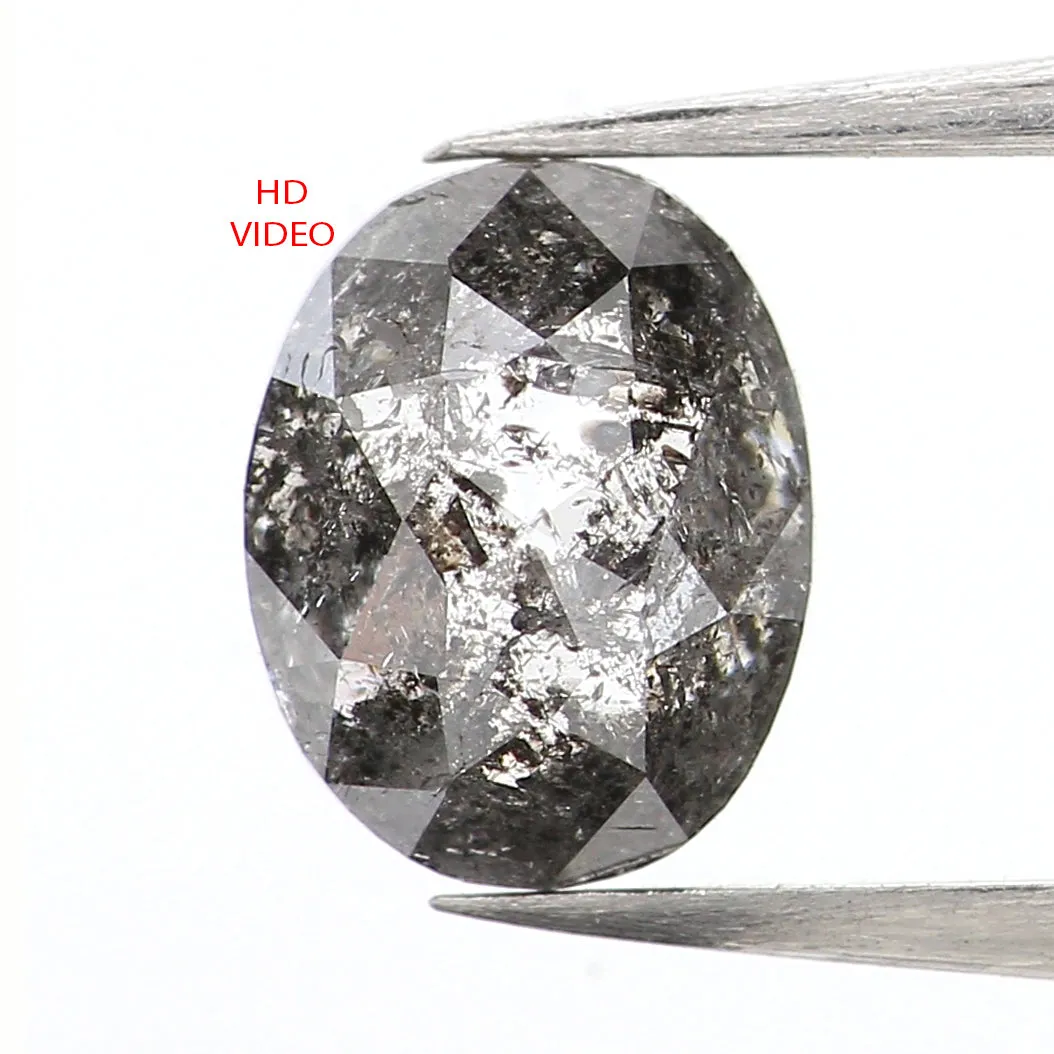 0.91 Ct Natural Loose Oval Shape Diamond Black Grey Color Diamond 6.60 MM Natural Loose Diamond Salt and Pepper Oval Shape Diamo