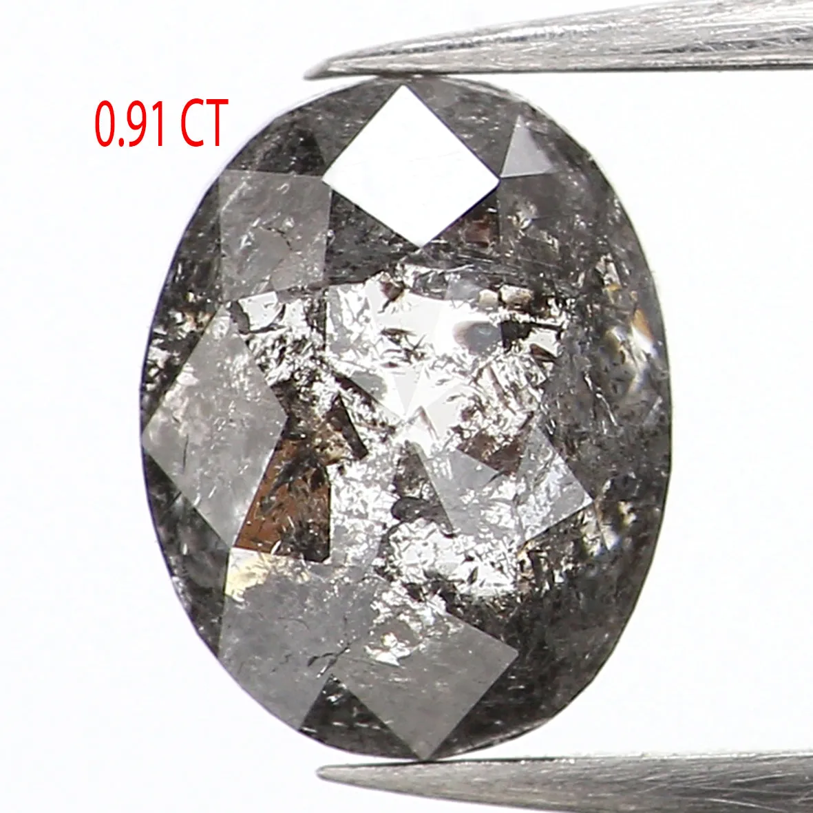 0.91 Ct Natural Loose Oval Shape Diamond Black Grey Color Diamond 6.60 MM Natural Loose Diamond Salt and Pepper Oval Shape Diamo