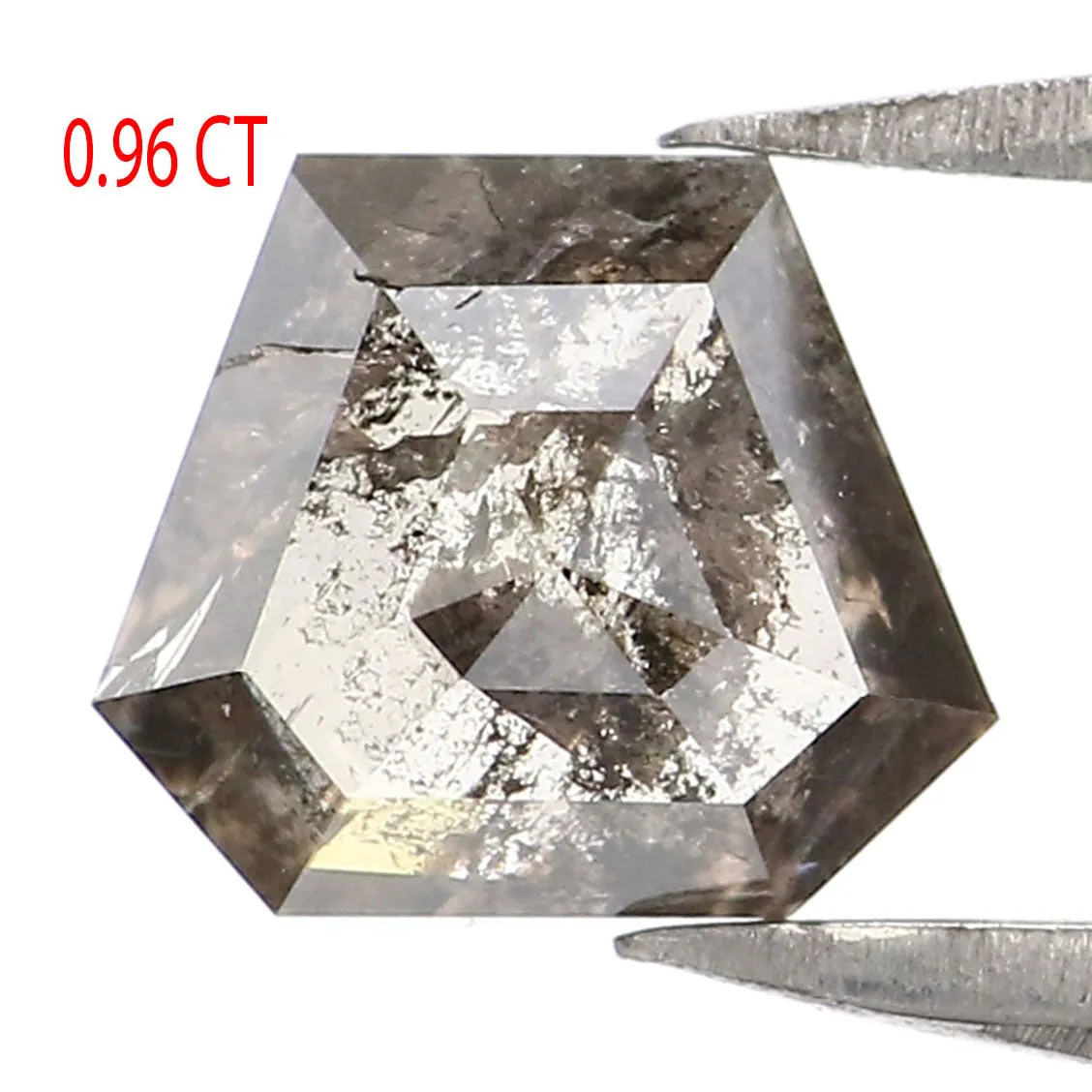 0.96 Ct Natural Loose Shield Shape Diamond Salt And Pepper Shield Cut Diamond 5.50 MM Natural Black Gray Shield Rose Cut Diamond