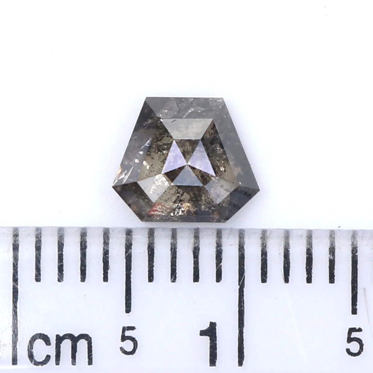 0.96 Ct Natural Loose Shield Shape Diamond Salt And Pepper Shield Cut Diamond 5.50 MM Natural Black Gray Shield Rose Cut Diamond