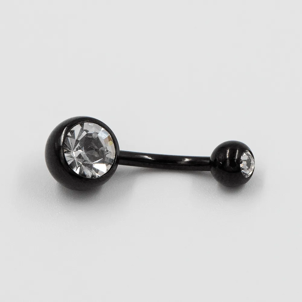 14 Gauge | Black Sss Cz Gem Navel Curved Barbell