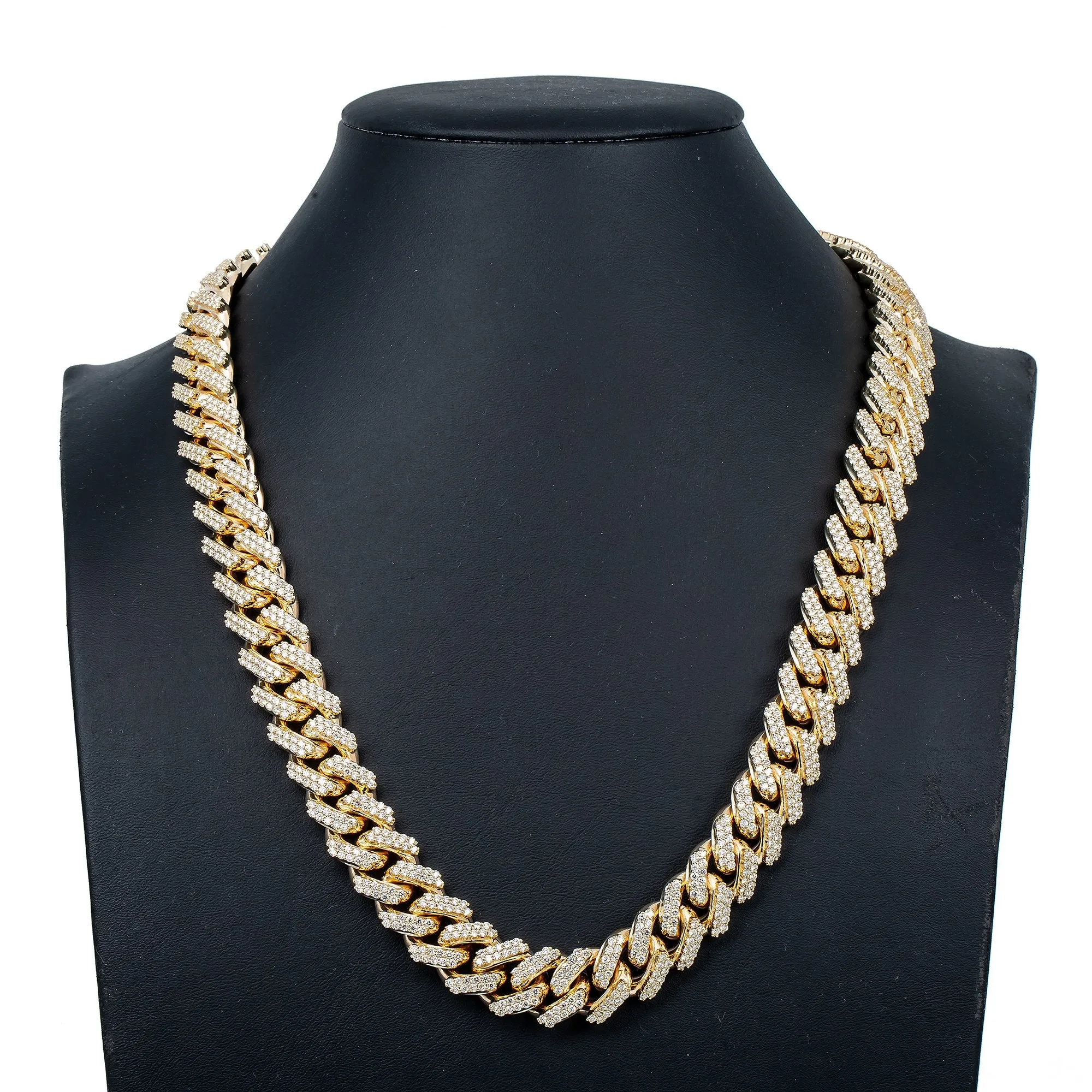 14K Yellow Gold Men's Cuban Chain With 37.86 CT Diamonds