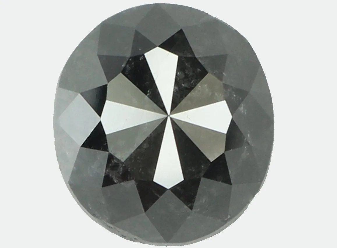 1.88 CT Natural Loose Oval Shape Diamond Black Color Oval Cut Diamond 7.60 MM Natural Loose Black Color Diamond Oval Rose Cut Di