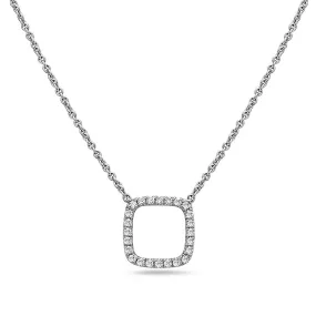 18K White Gold Square-Shaped Floating Women's Necklace With 0.18 CT Diamonds