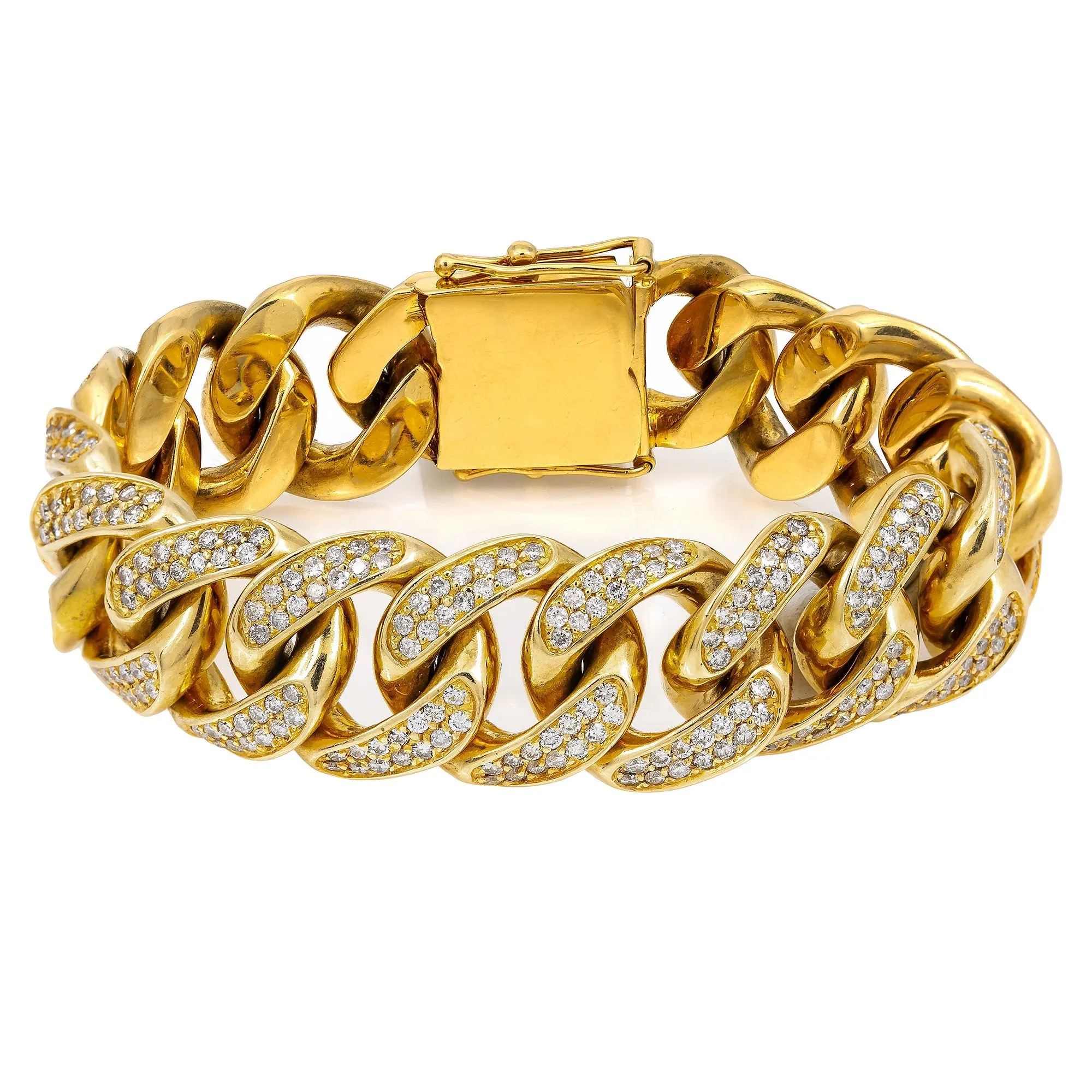 18K Yellow Gold Men's Bracelet With 8.94 CT Diamonds