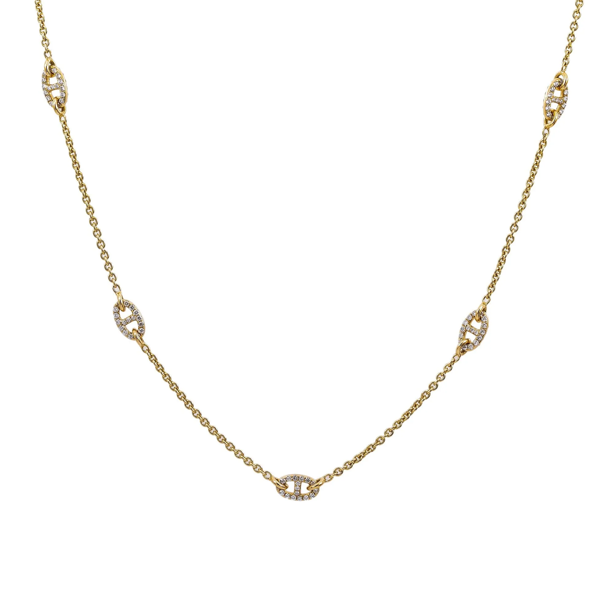 18K Yellow Gold Women's Necklace, 18 chain and diamonds