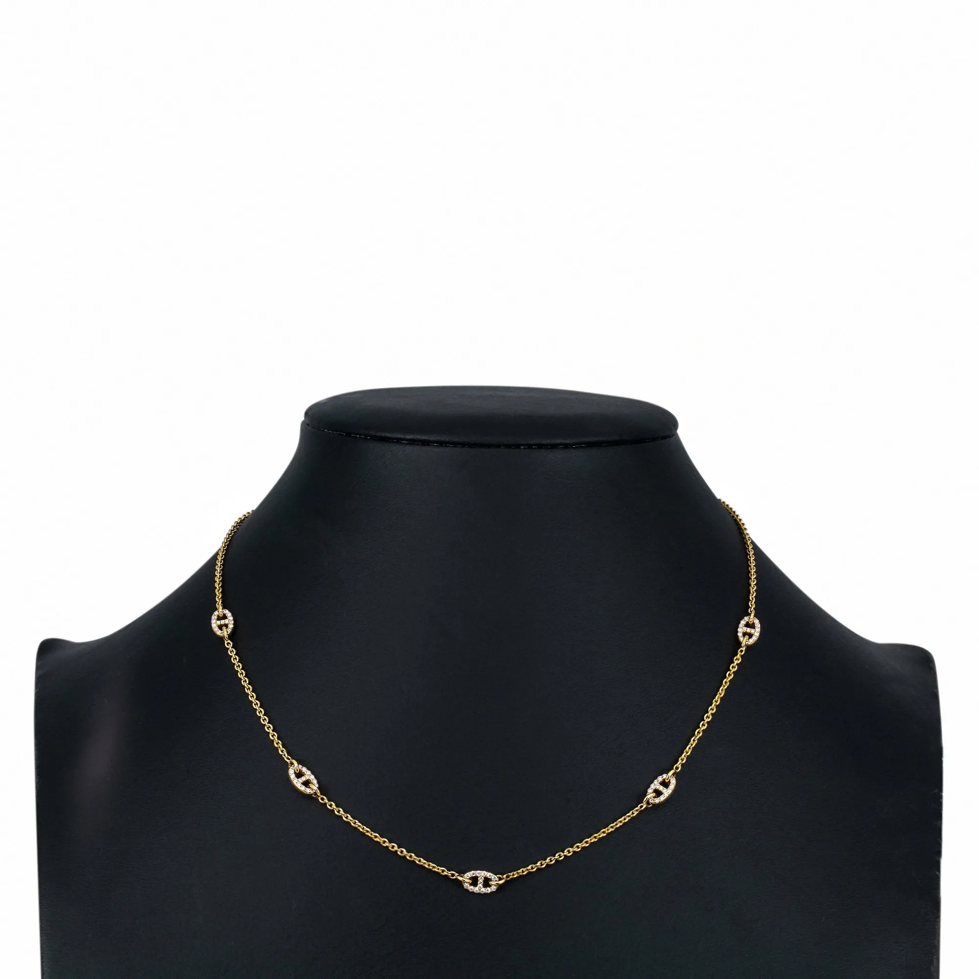 18K Yellow Gold Women's Necklace, 18 chain and diamonds