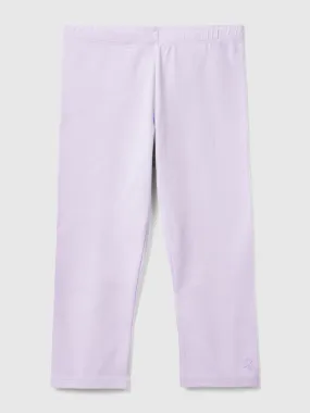 3/4 leggings in stretch cotton - Lilac | Benetton