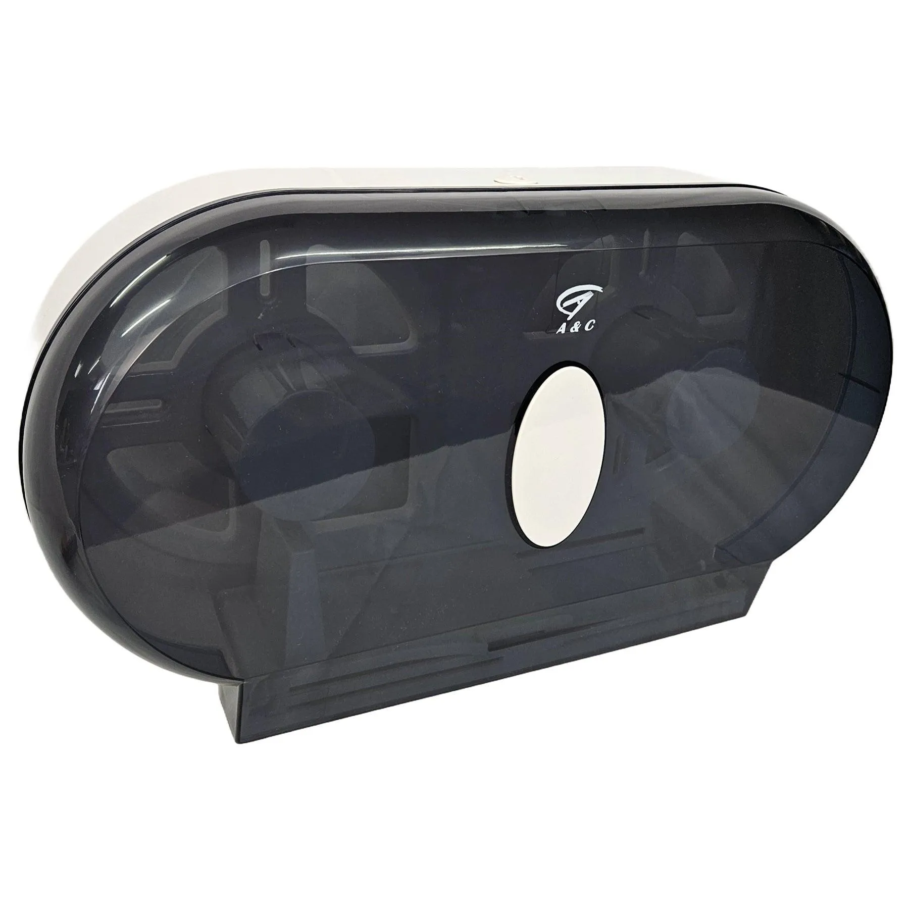 A&C Gentility Jumbo Toilet Paper Roll Double Dispenser Wall Mounted Black AC-902B