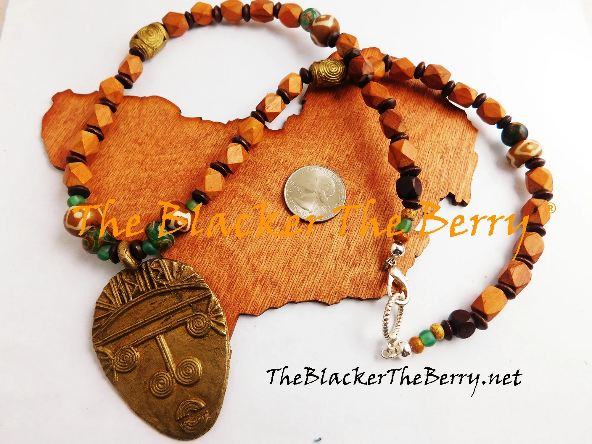 African Men Necklaces Wooden Beaded Green Jewelry