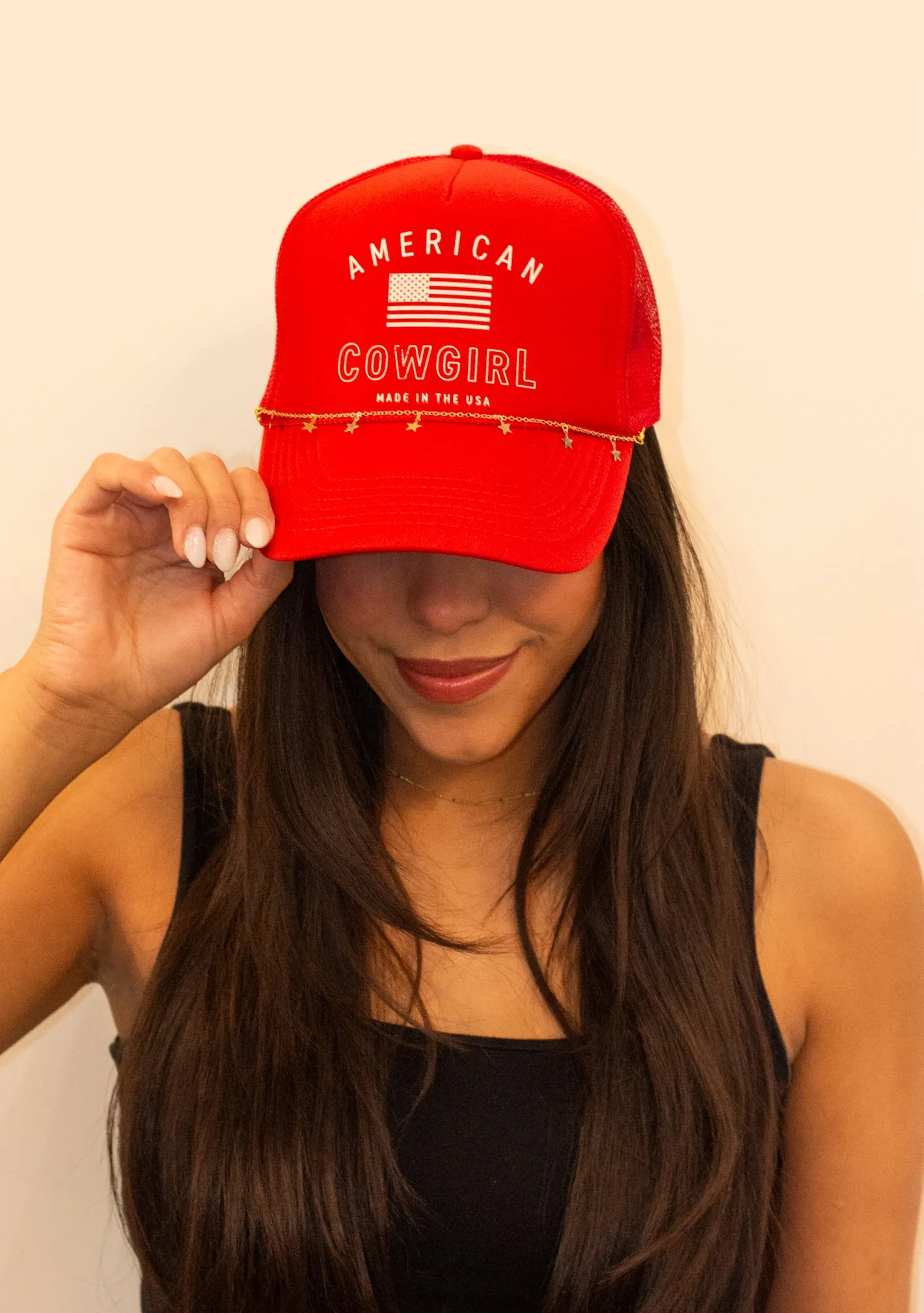 American Cowgirl Red Trucker Hat