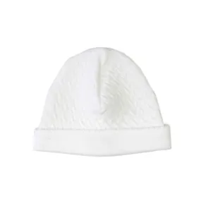 Basketweave Baby Hat - White Picot Trim