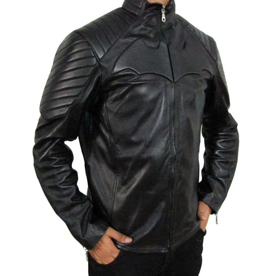 Batman Begins Christian Bale Motorcycle Leather Jacket - Famous Jackets