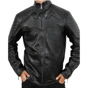 Batman Begins Christian Bale Motorcycle Leather Jacket - Famous Jackets