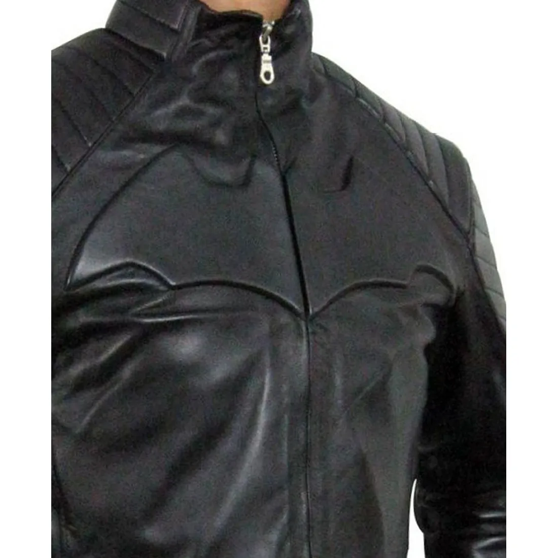 Batman Begins Christian Bale Motorcycle Leather Jacket - Famous Jackets