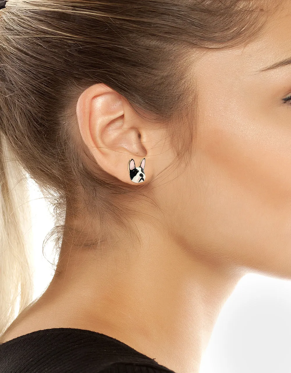 BETSEYS FRENCHIE STUDS BLACK/WHITE