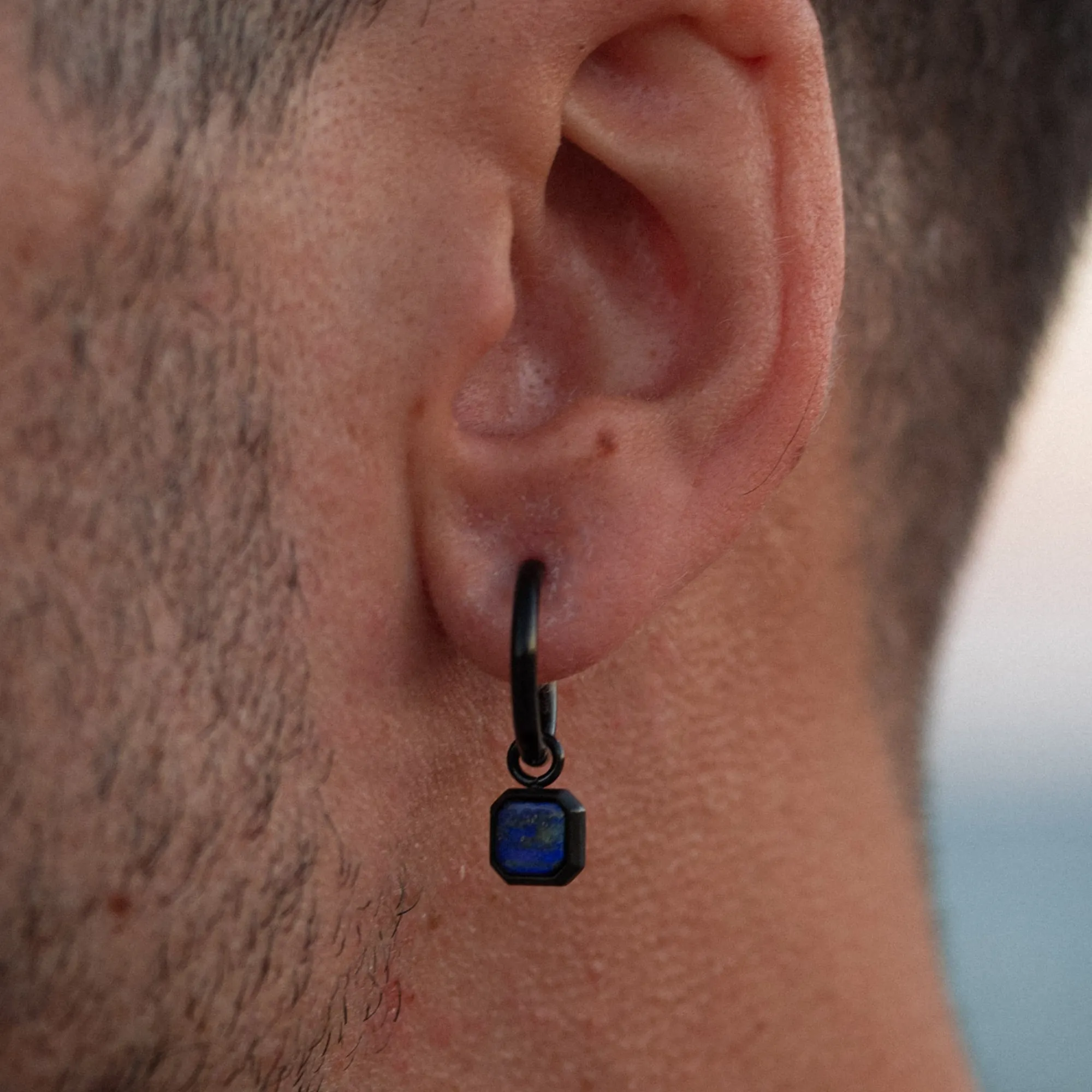 Black & Blue Lapis Lazuli Dangle Earring