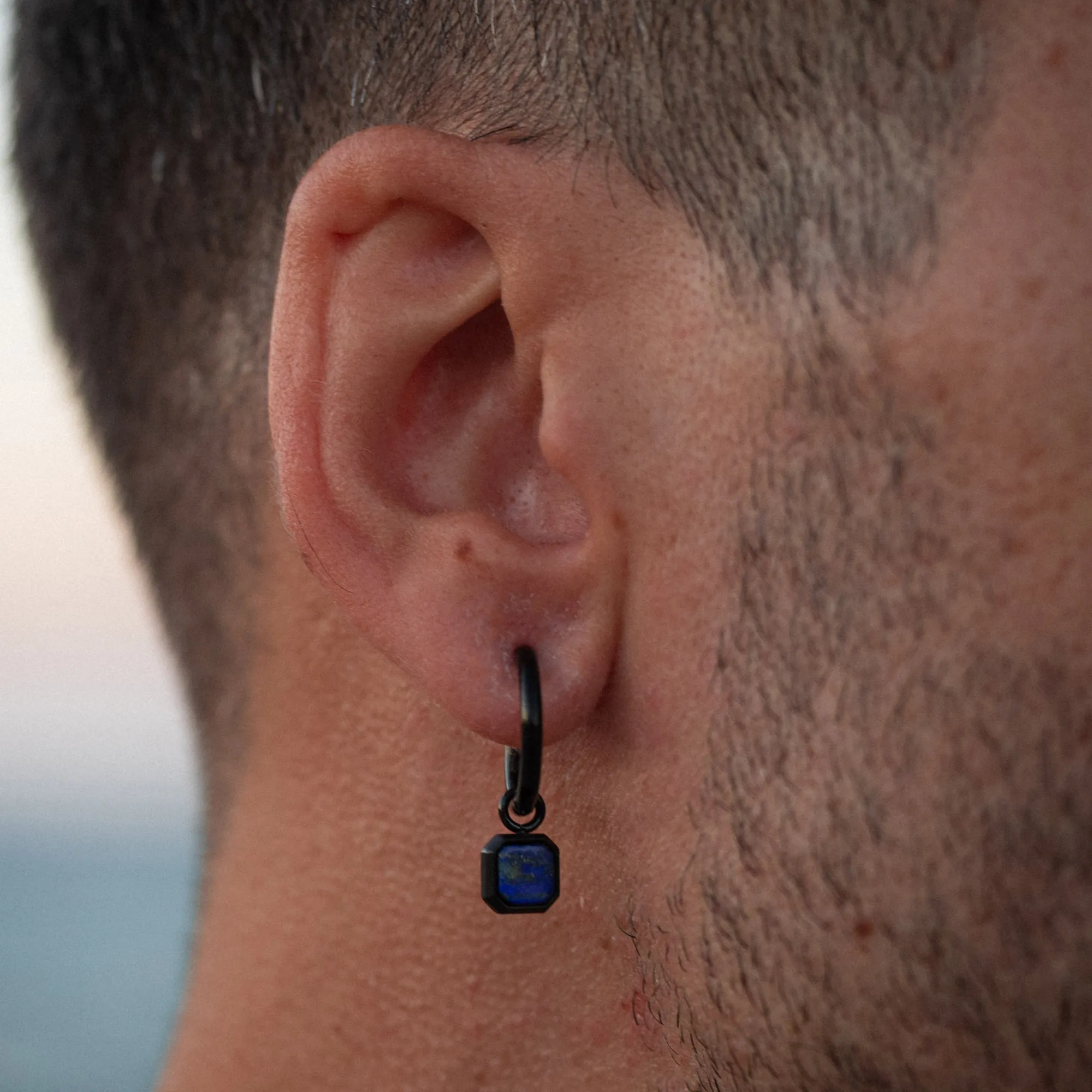 Black & Blue Lapis Lazuli Dangle Earring