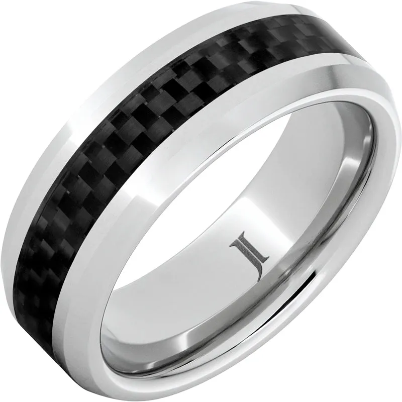 Black Ice - Serinium Black Carbon Fiber Inlay Ring