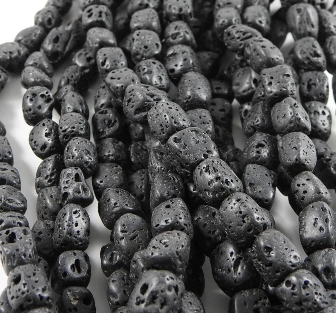 Black Lava Bead Strand