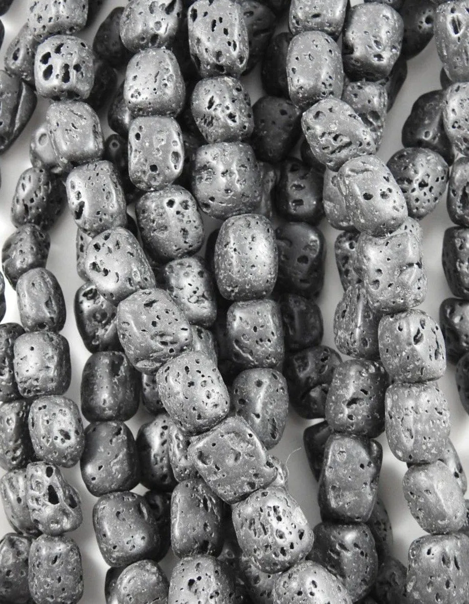 Black Lava Bead Strand