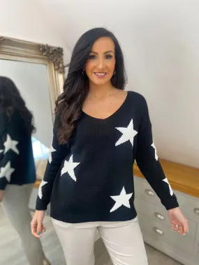 Black Star V Neck Jumper Brenda