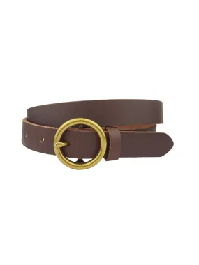 Brown Genuine Leather Skinny Belt