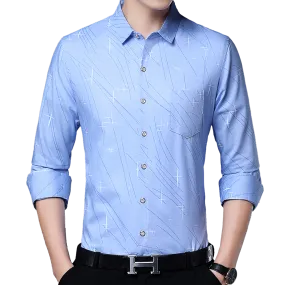 Casual Korean Fashion Square Collar Long Sleeve Luxury Shirt for Men