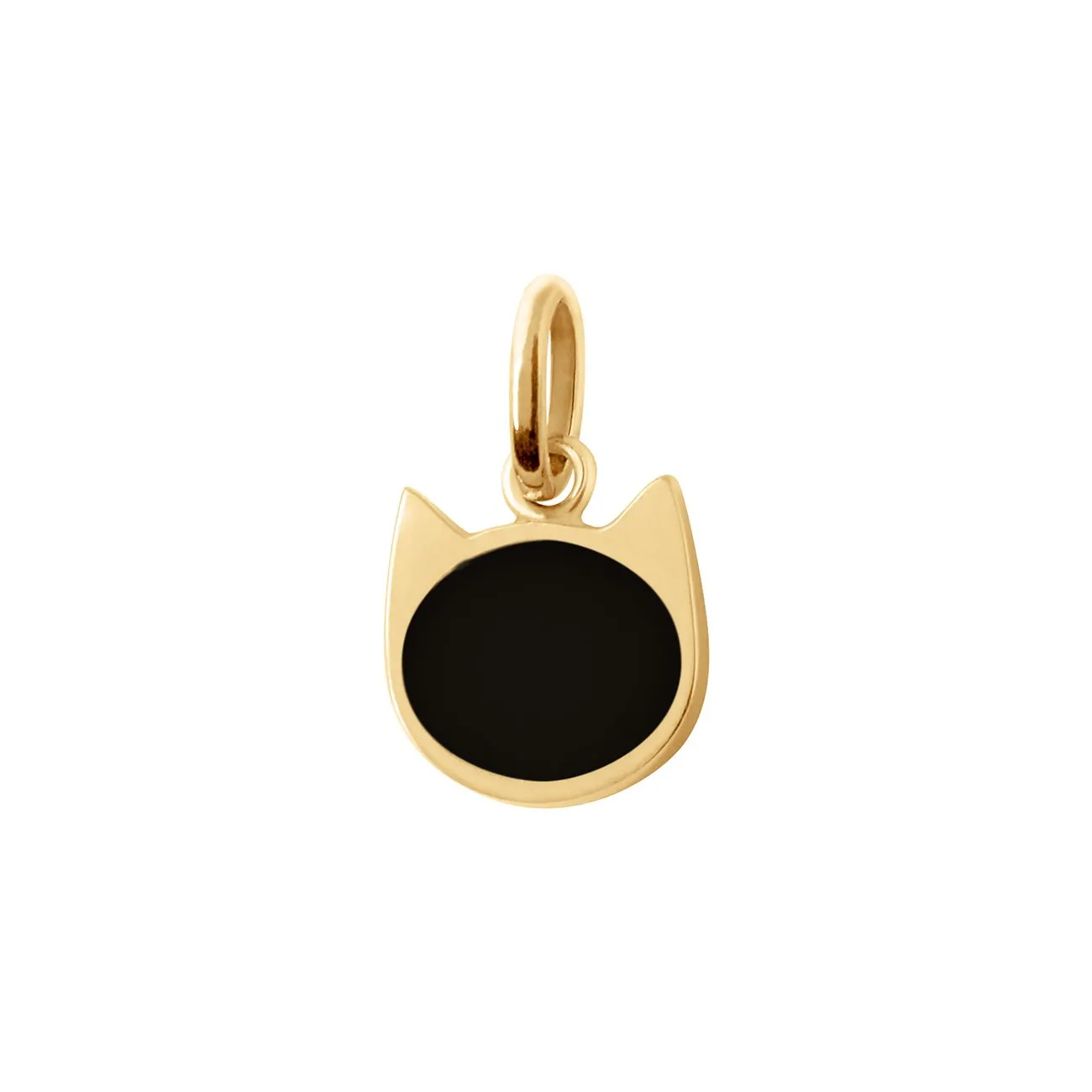 Cat Black Resin pendant, Yellow Gold