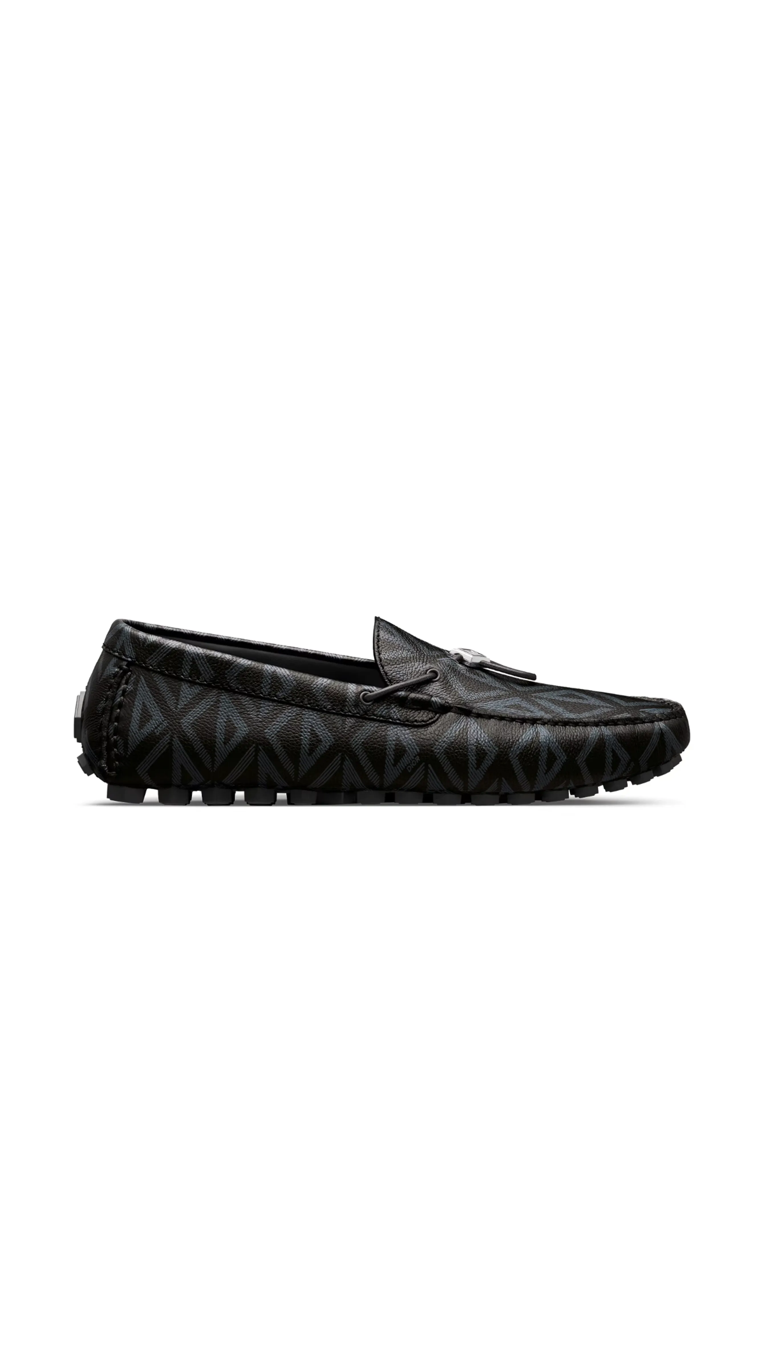 CD Diamond Grained Leather Loafers - Black