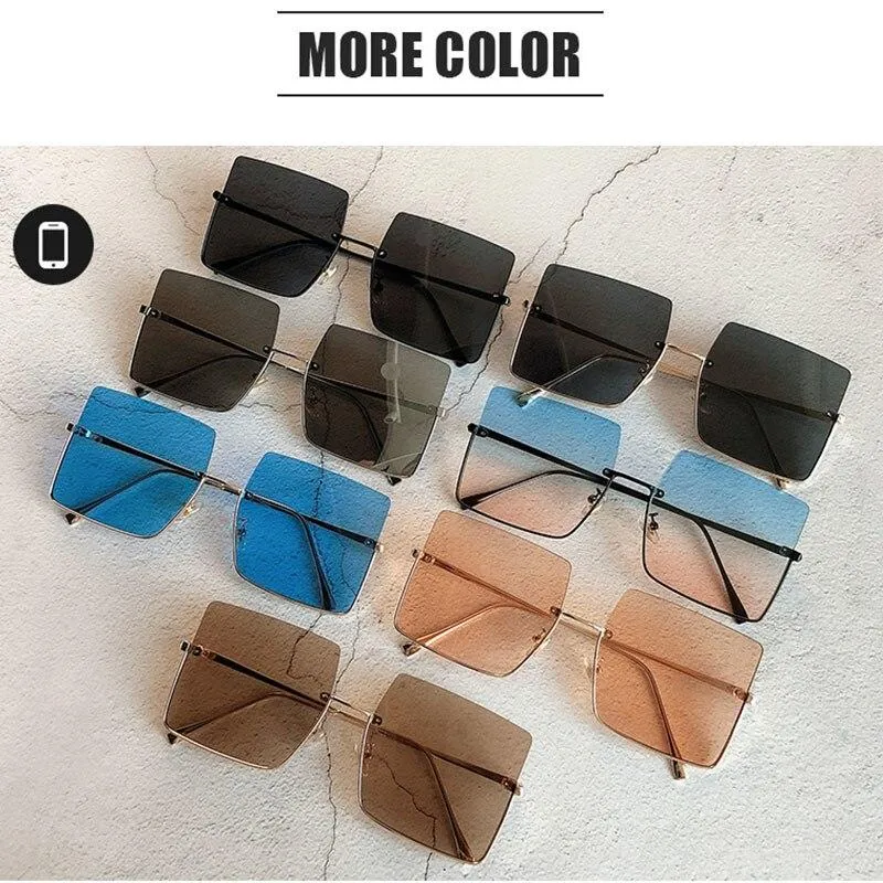 Chic 90s Style Women's Luxury Square Alloy Frame Gradient Sunglasses