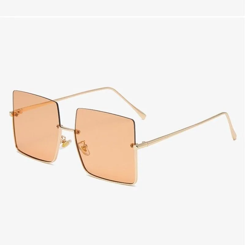 Chic 90s Style Women's Luxury Square Alloy Frame Gradient Sunglasses