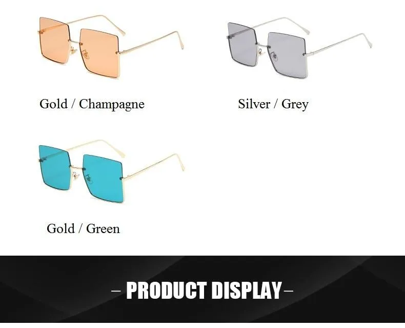 Chic 90s Style Women's Luxury Square Alloy Frame Gradient Sunglasses