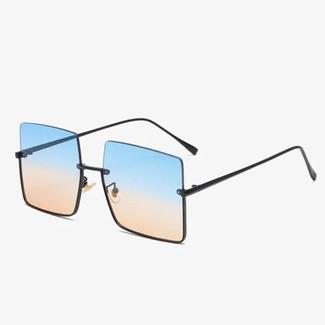 Chic 90s Style Women's Luxury Square Alloy Frame Gradient Sunglasses