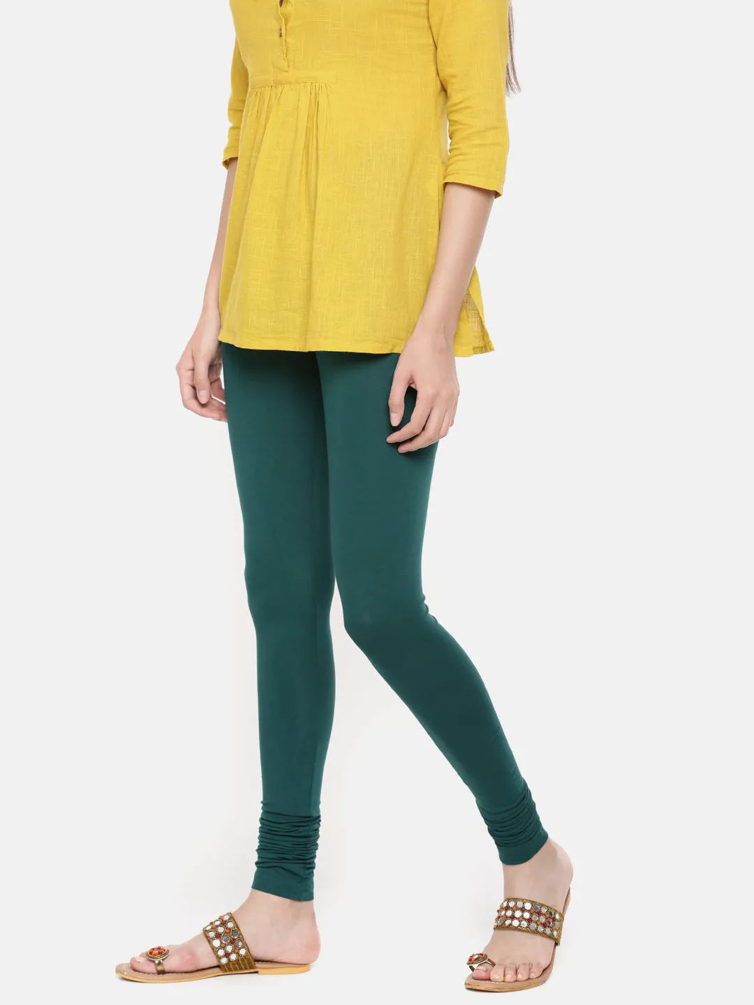 Churidar Leggings-Bottle Green