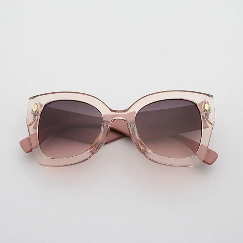 Classic Women's Gradient UV400 Oversized Pink Shades Square Sunglasses