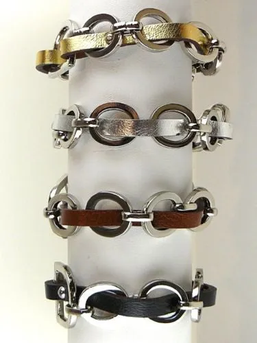 D and O Ring Chain Link Leather Bracelet by Rush wear with CC Skye