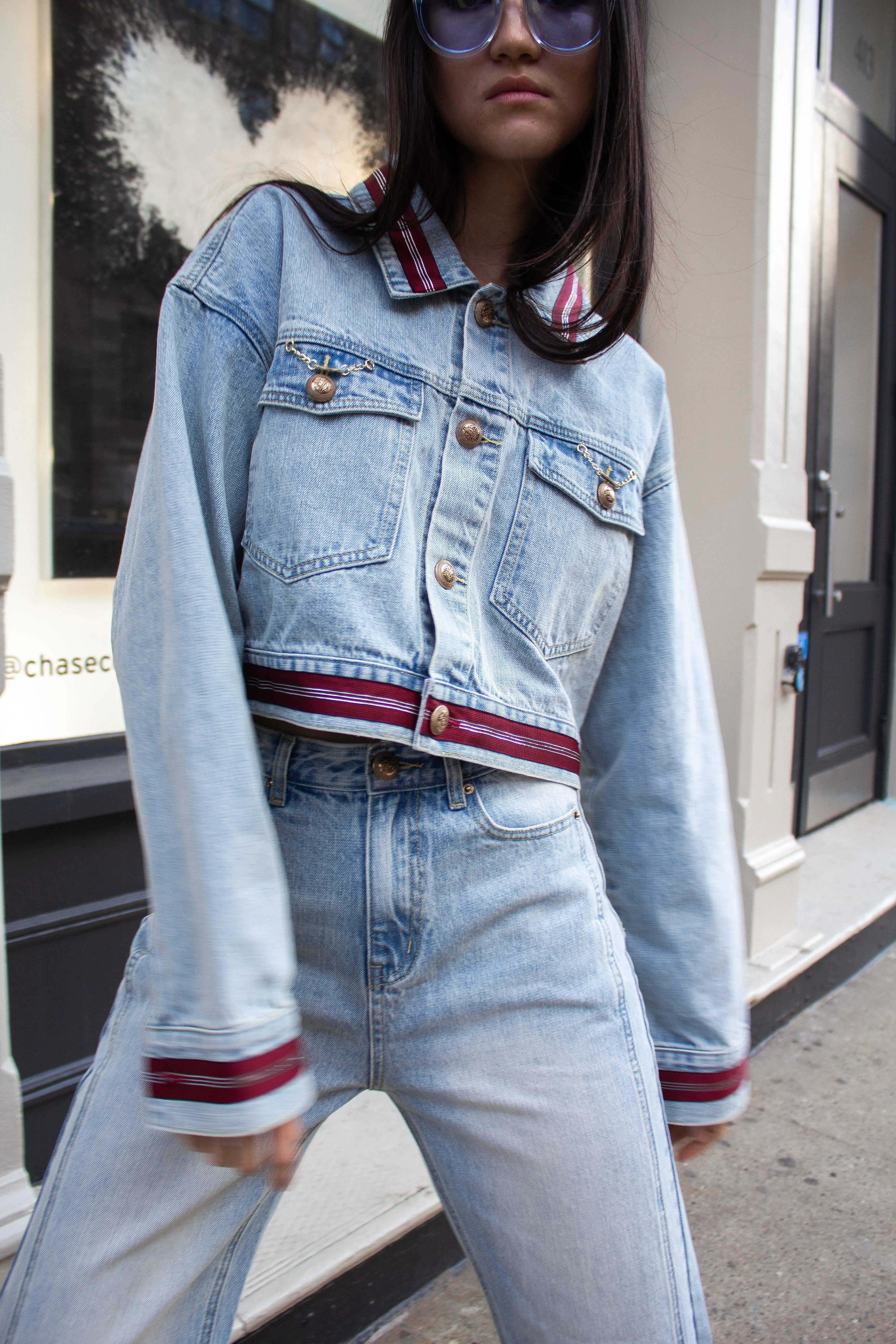 Danielle Denim Jacket with Red Lining