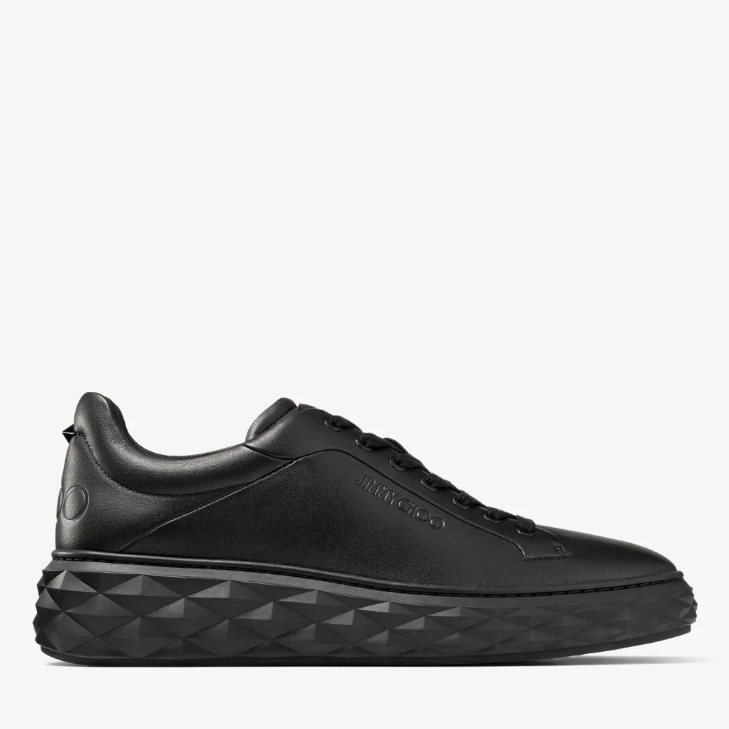 Diamond Maxi/M II Black Nappa Leather Platform Trainers