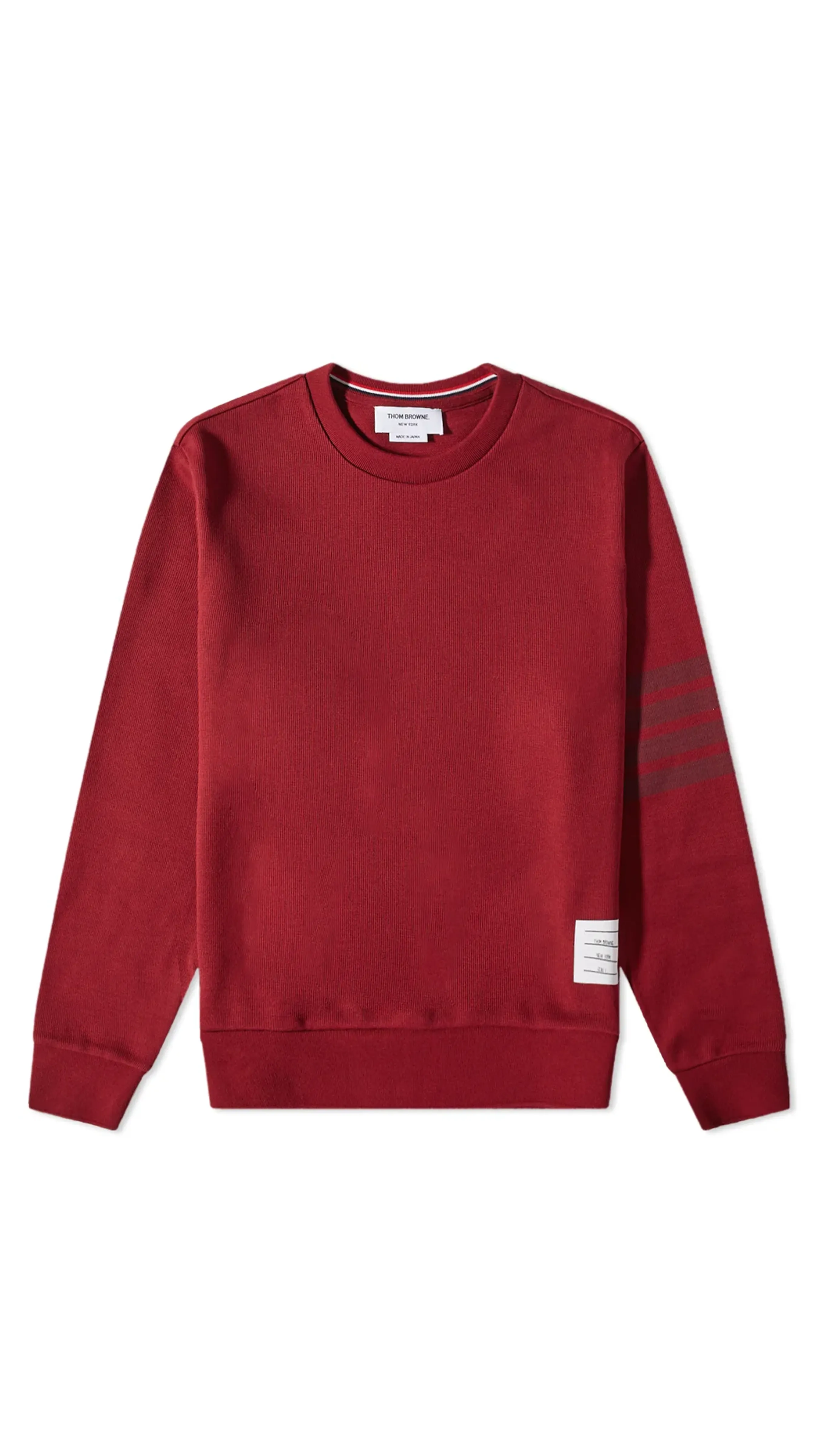 Double face Knit Tonal 4-Bar Crew Neck Sweatshirt - Burgundy