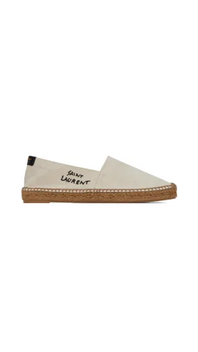 Embroidered Espadrilles in Canvas - Natural Beige