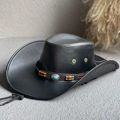 Faux Leather Western Cowboy Hats - UNISEX