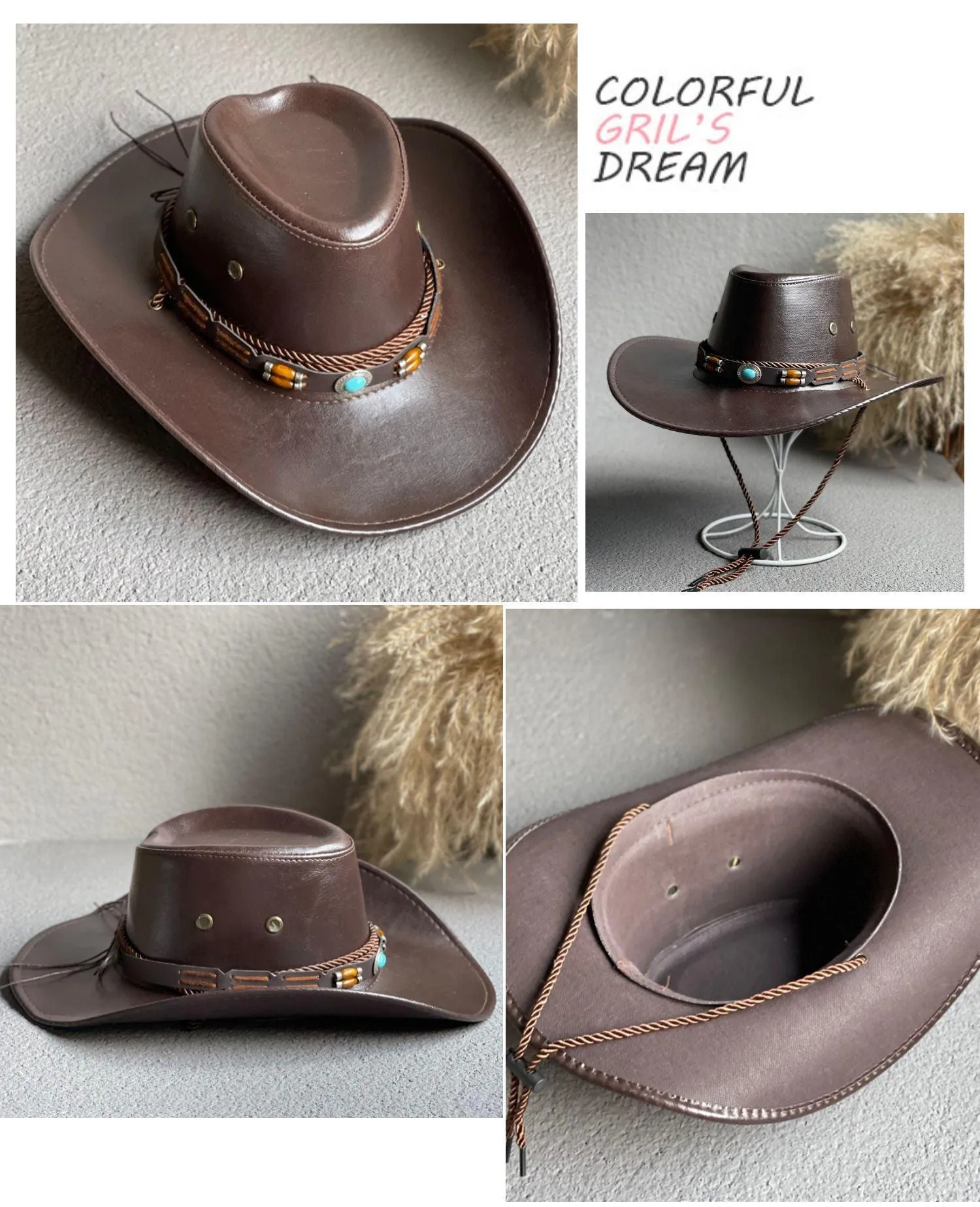 Faux Leather Western Cowboy Hats - UNISEX