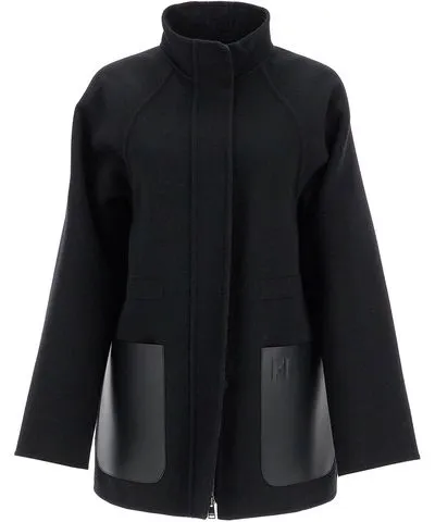 Fendi short coat with leather pockets