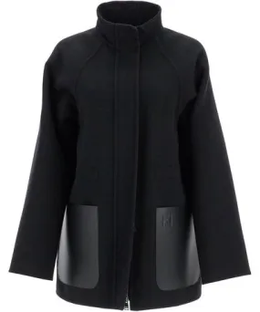 Fendi short coat with leather pockets