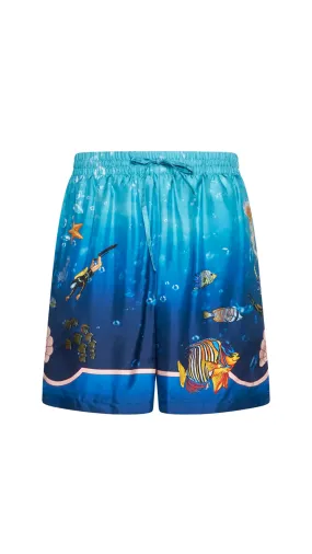 Fond Marin Silk Shorts - Blue Multi