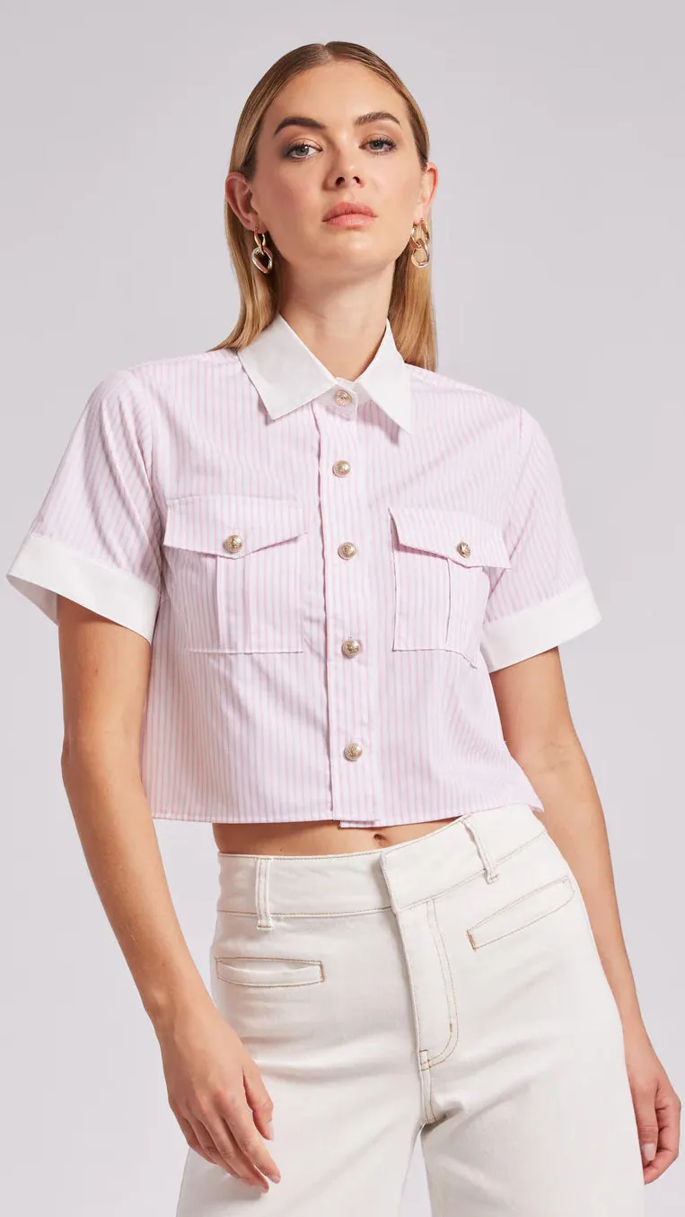 Generation Love - Alida Pinstripe Shirt - White/Pink