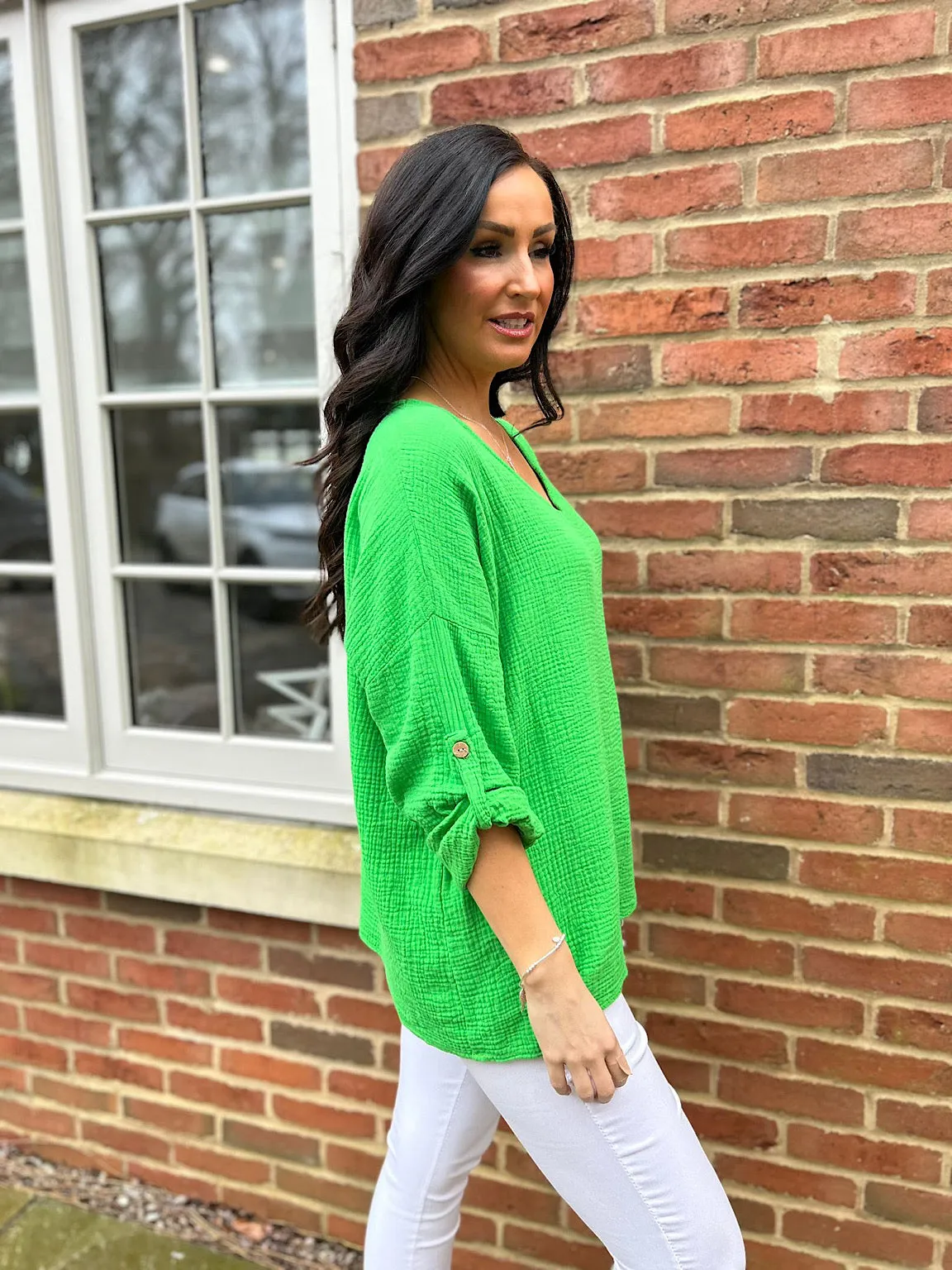 Green Bubble Cotton Top Emily