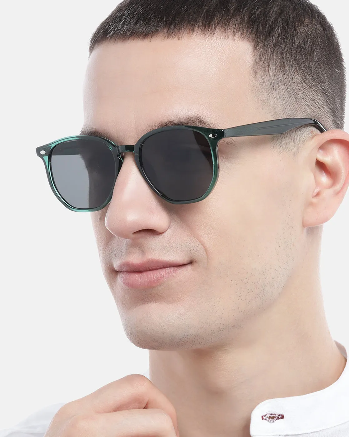 Green Toned with Polycarbonate UV Protected Lens Oval Sunglass for Unisex